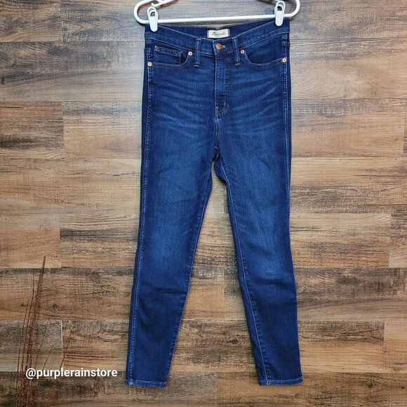 Madewell Jeans 28 Skinny 10" High Rise Dark Wash Tummy Control Stretch Denim - Picture 1 of 12